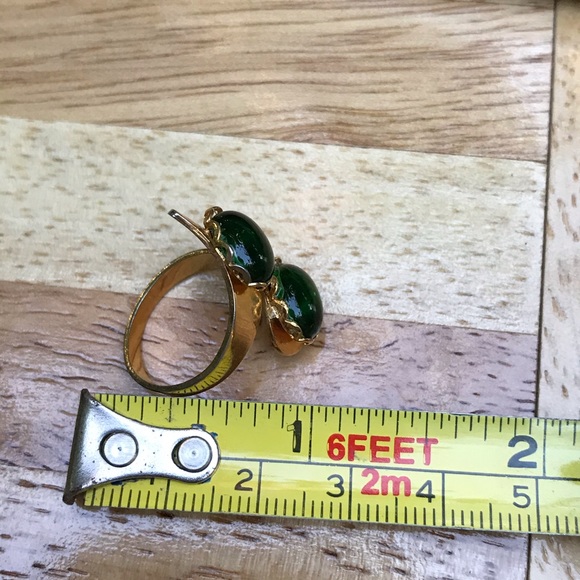 Emerald Glass Stones Gold Tone Adjustable Ring - Picture 12 of 12
